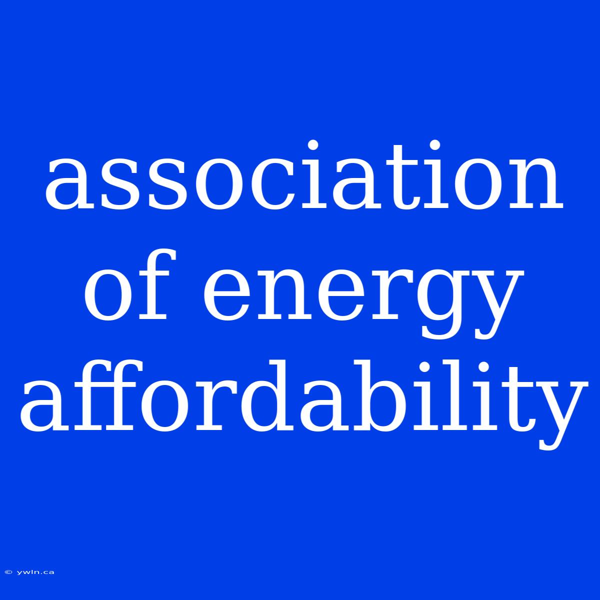 Association Of Energy Affordability