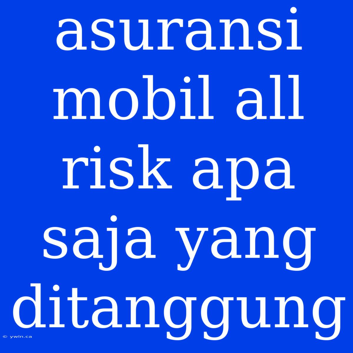 Asuransi Mobil All Risk Apa Saja Yang Ditanggung