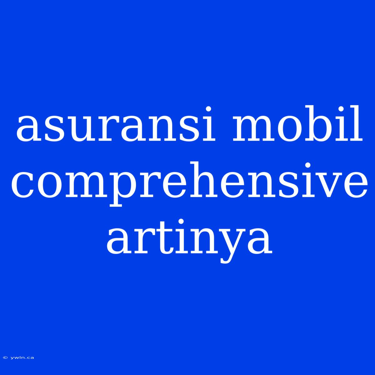 Asuransi Mobil Comprehensive Artinya