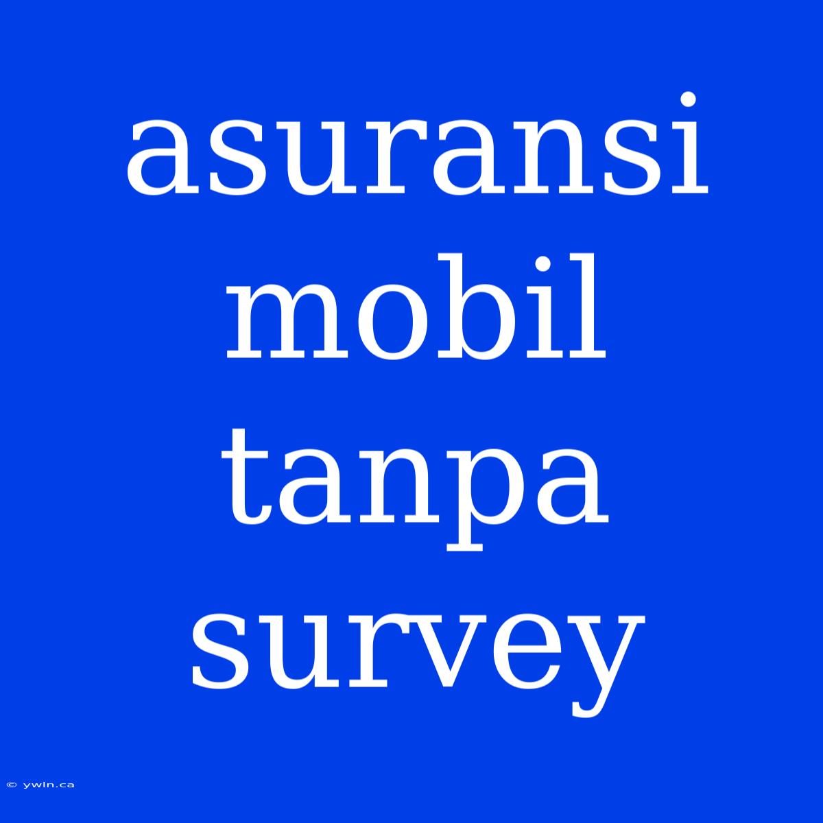 Asuransi Mobil Tanpa Survey