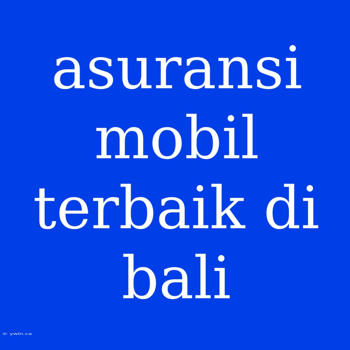 Asuransi Mobil Terbaik Di Bali