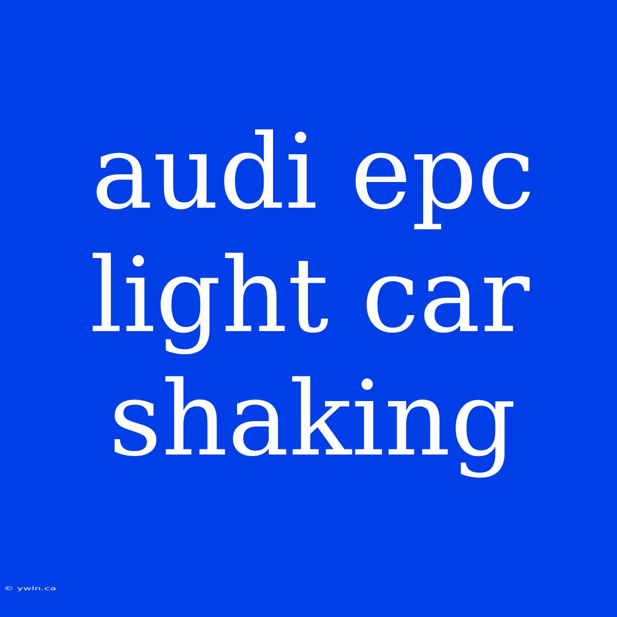 Audi Epc Light Car Shaking