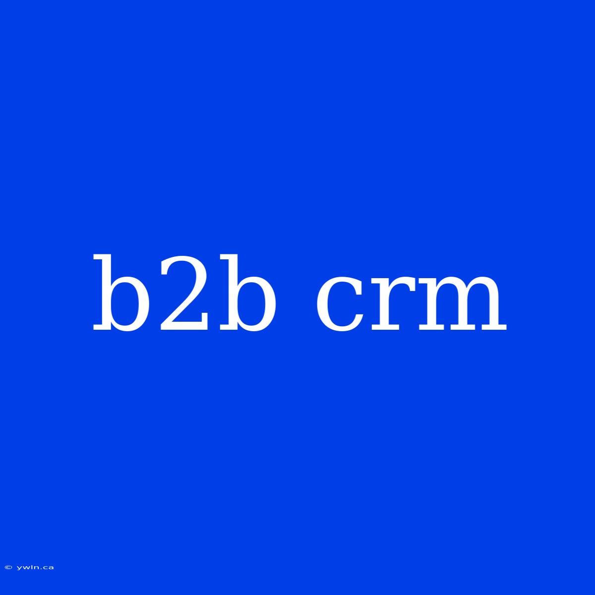 B2b Crm