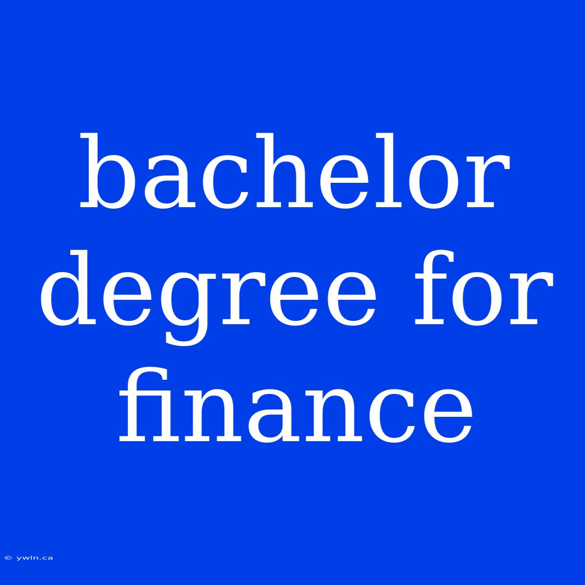 Bachelor Degree For Finance