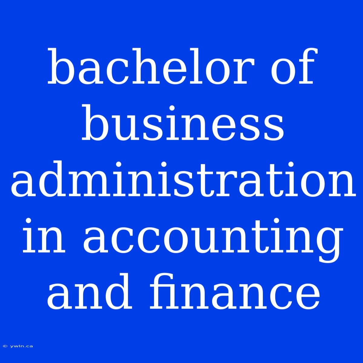 Bachelor Of Business Administration In Accounting And Finance