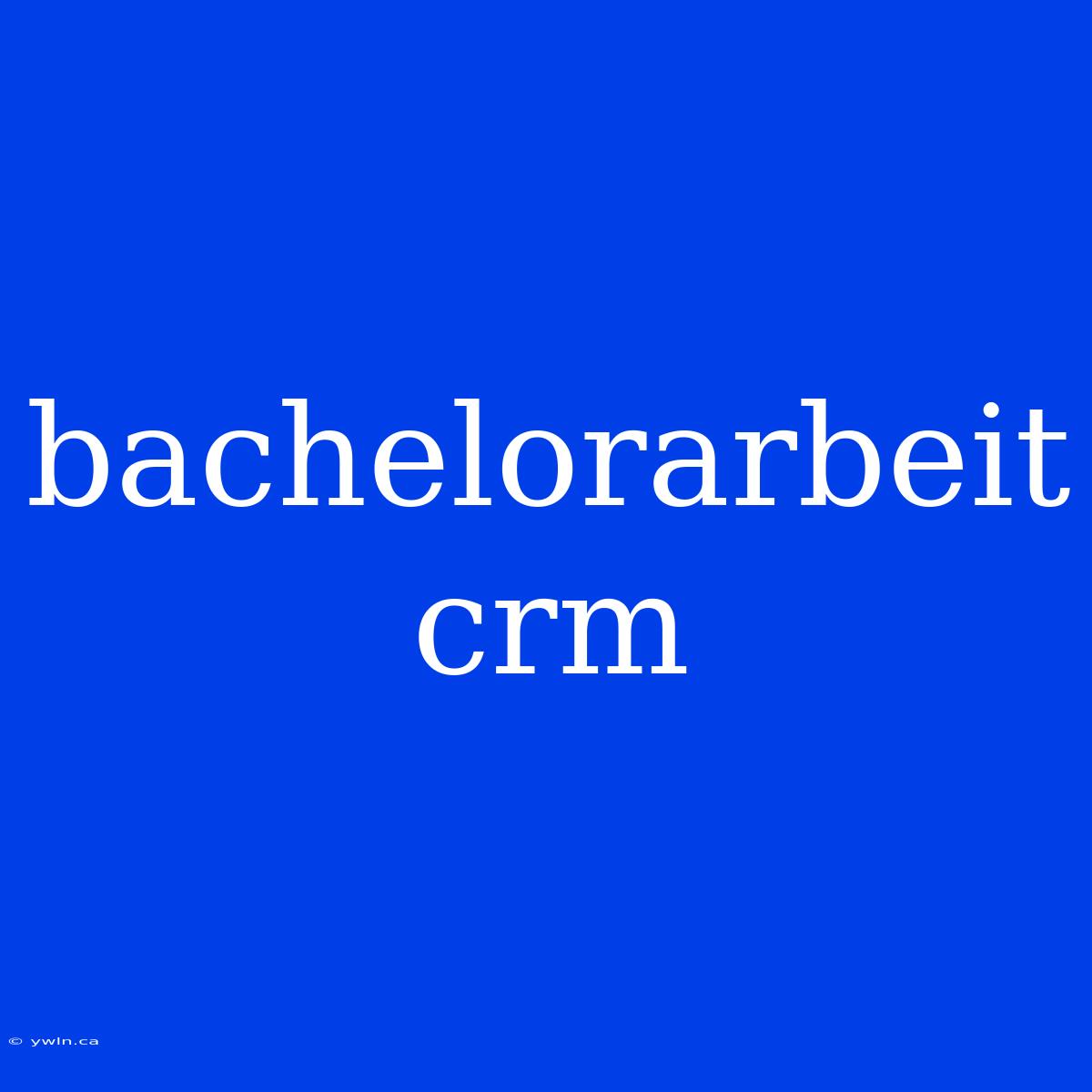 Bachelorarbeit Crm