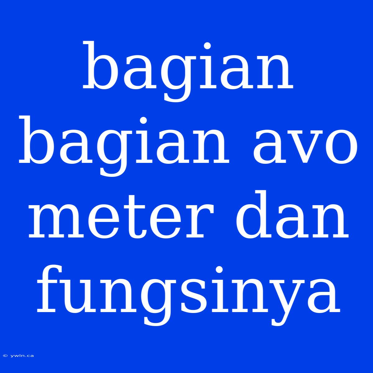 Bagian Bagian Avo Meter Dan Fungsinya