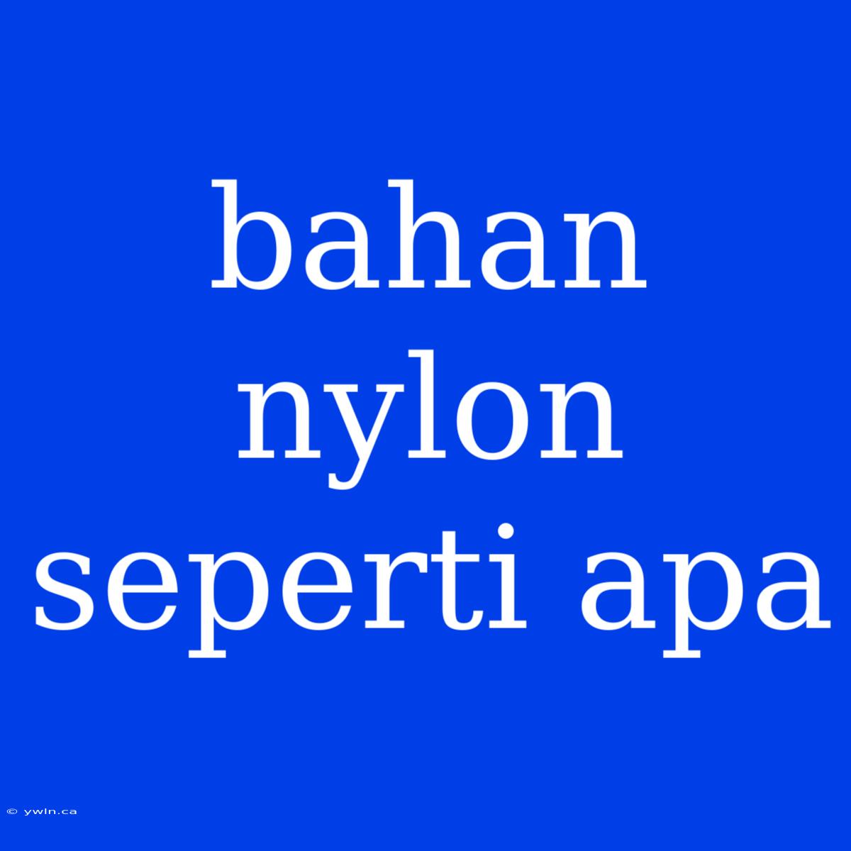 Bahan Nylon Seperti Apa