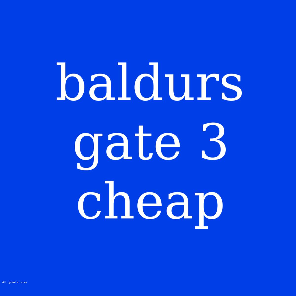 Baldurs Gate 3 Cheap