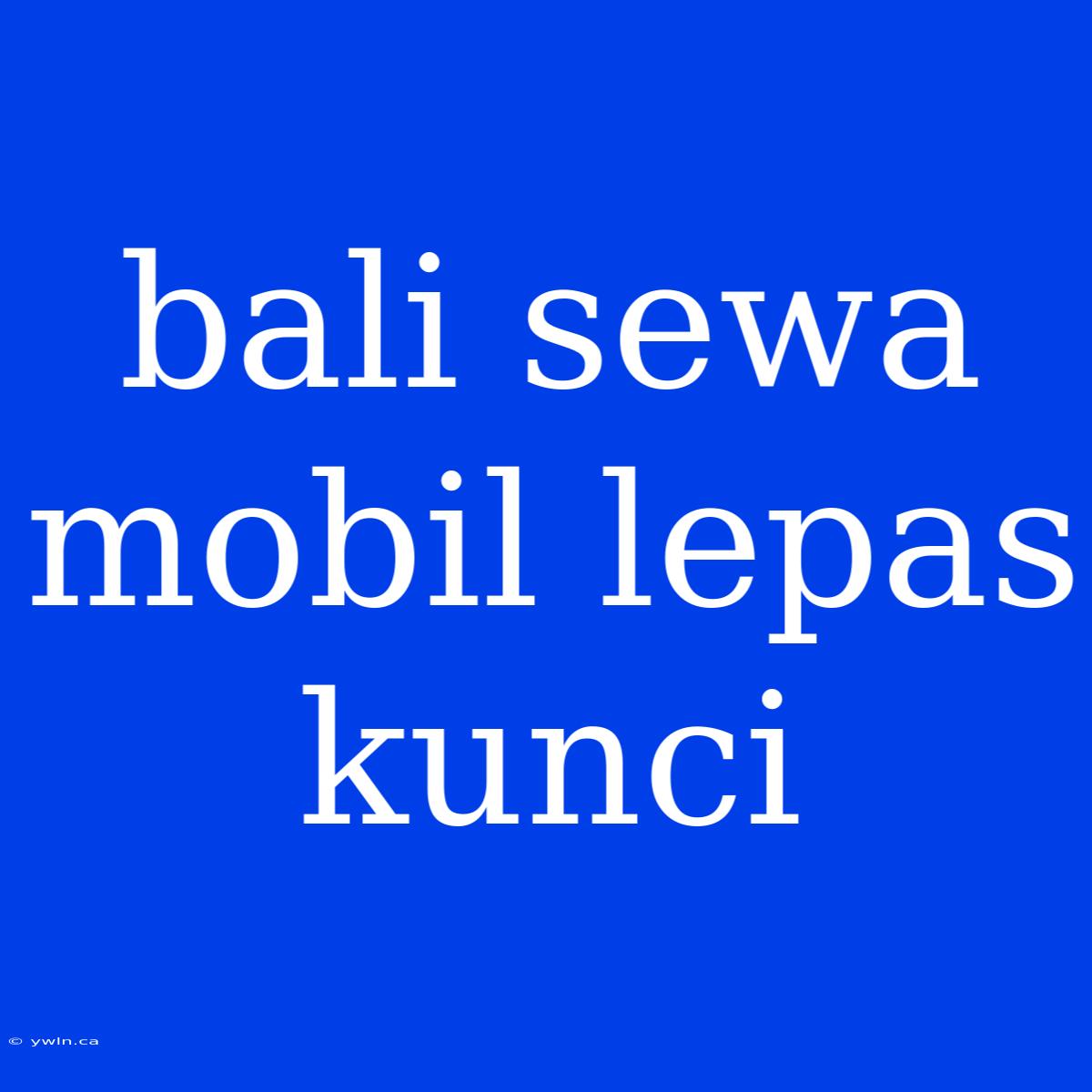 Bali Sewa Mobil Lepas Kunci