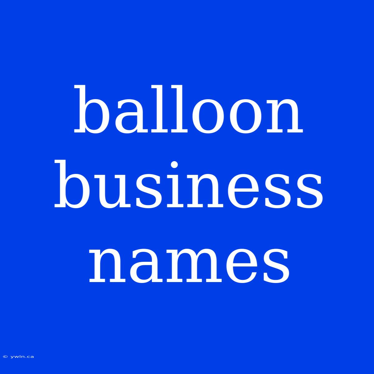 Balloon Business Names