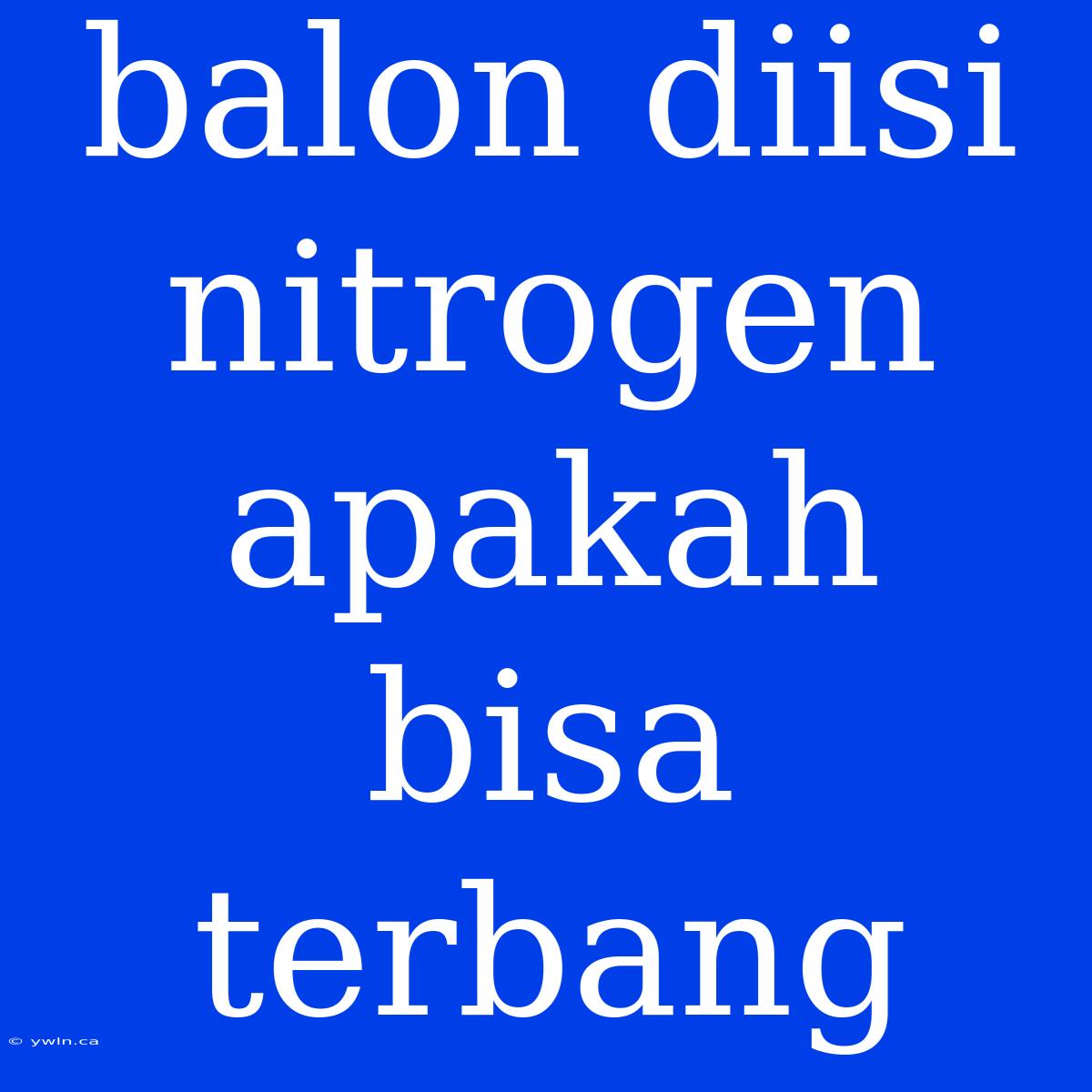 Balon Diisi Nitrogen Apakah Bisa Terbang