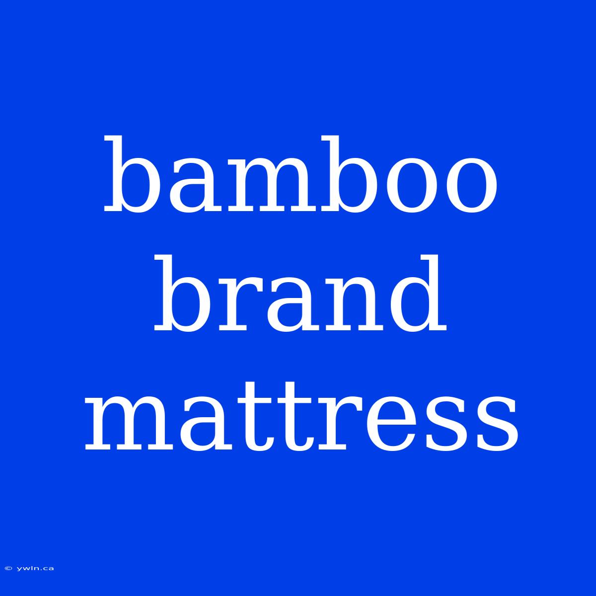 Bamboo Brand Mattress