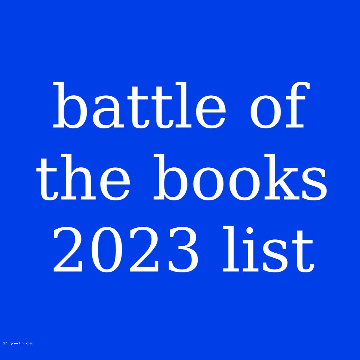 Battle Of The Books 2023 List