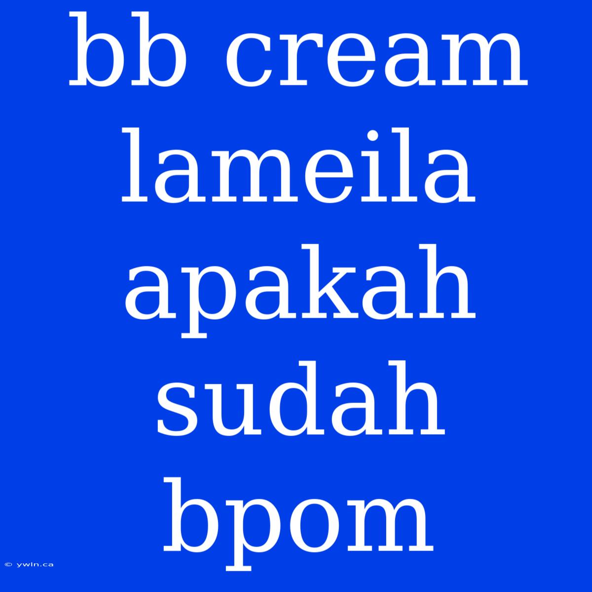 Bb Cream Lameila Apakah Sudah Bpom