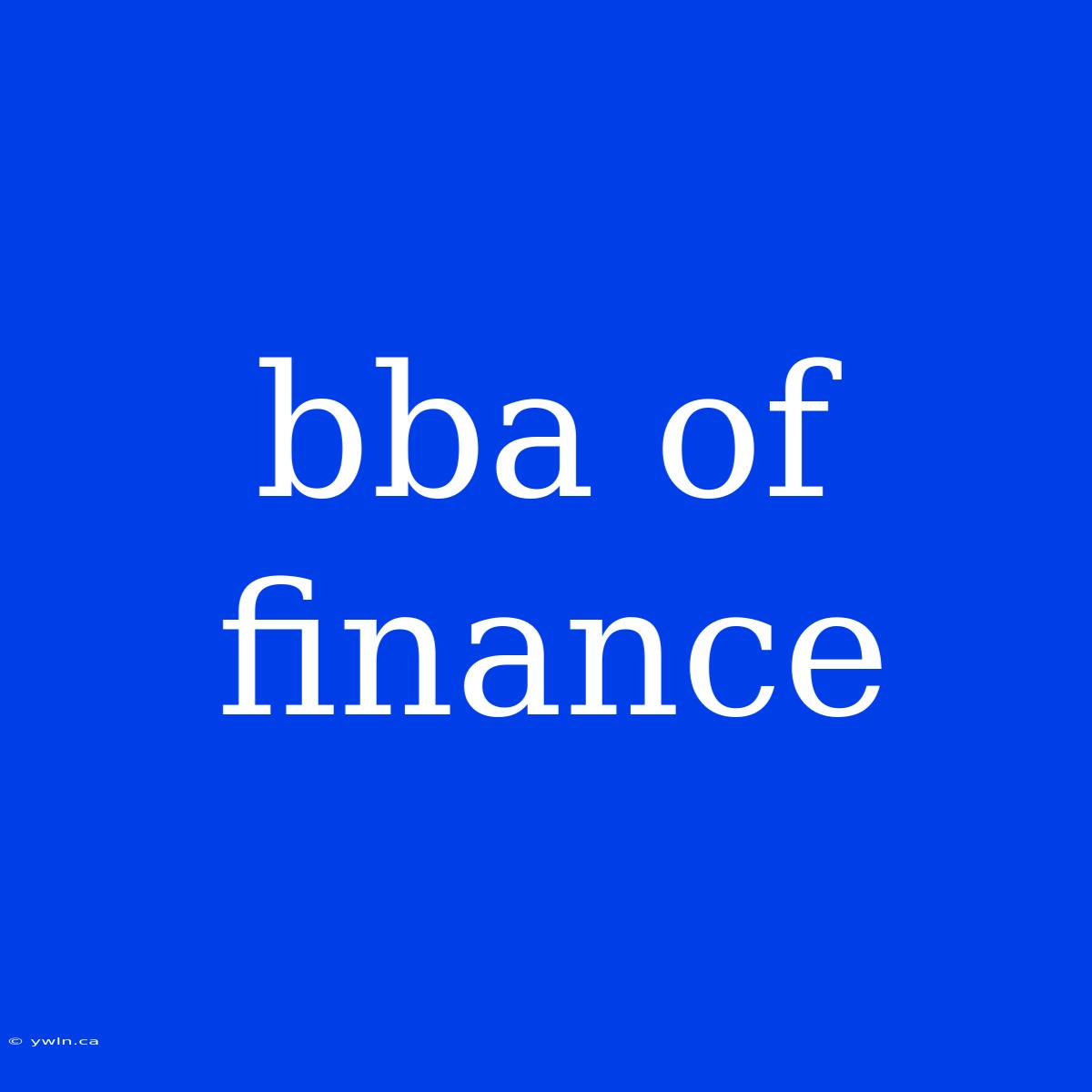 Bba Of Finance