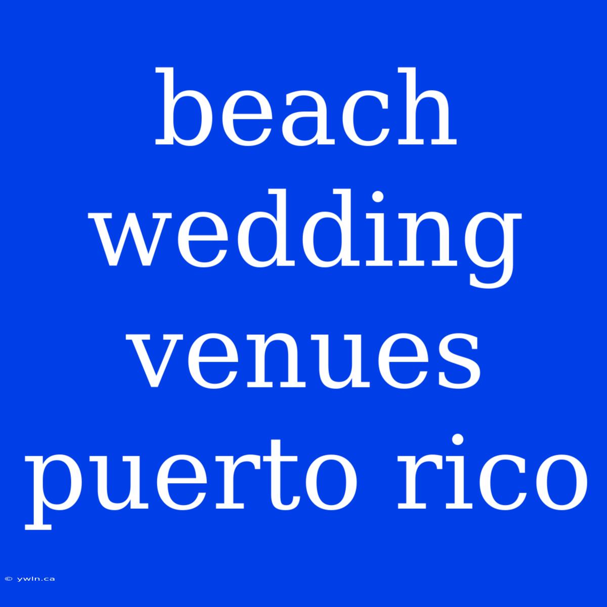 Beach Wedding Venues Puerto Rico