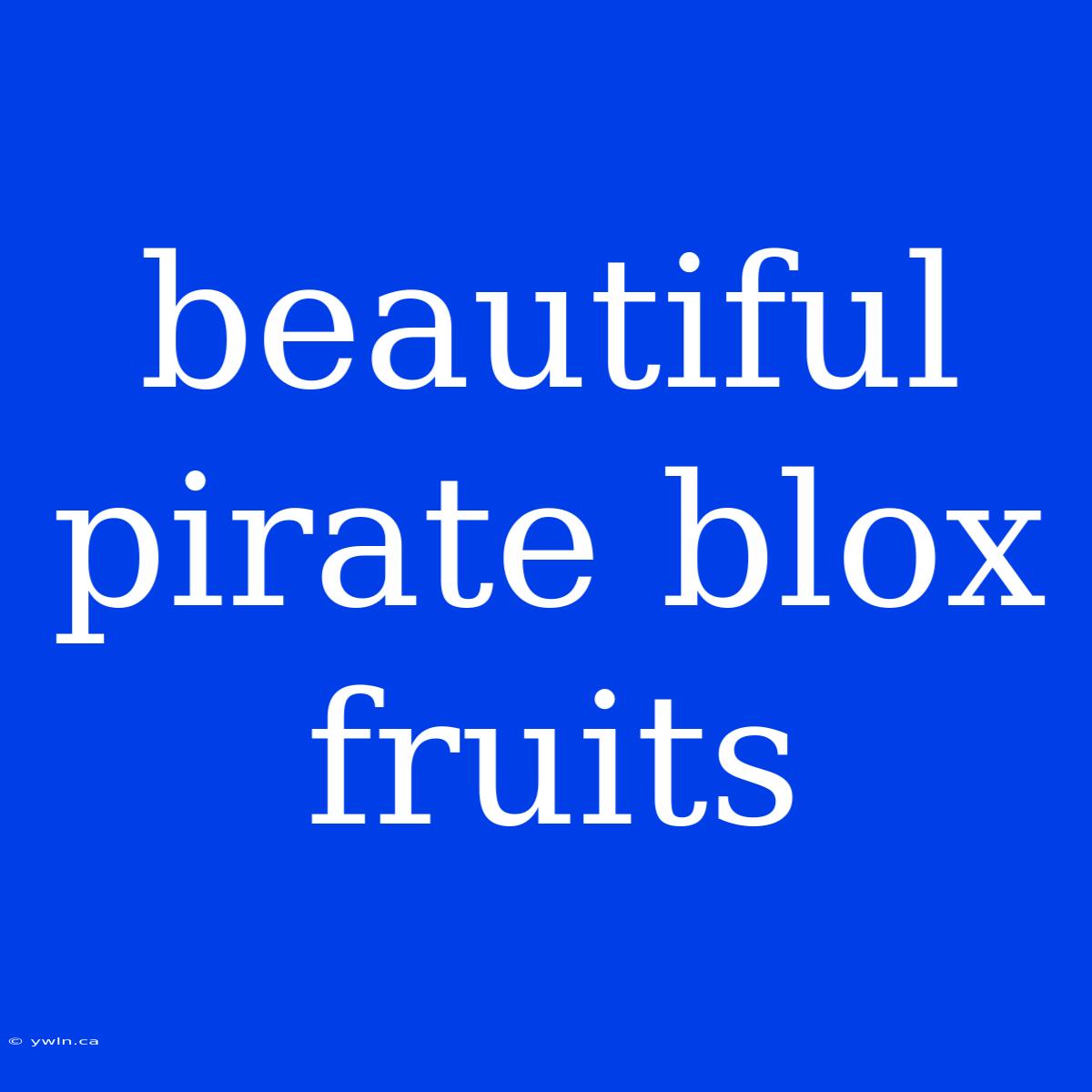 Beautiful Pirate Blox Fruits