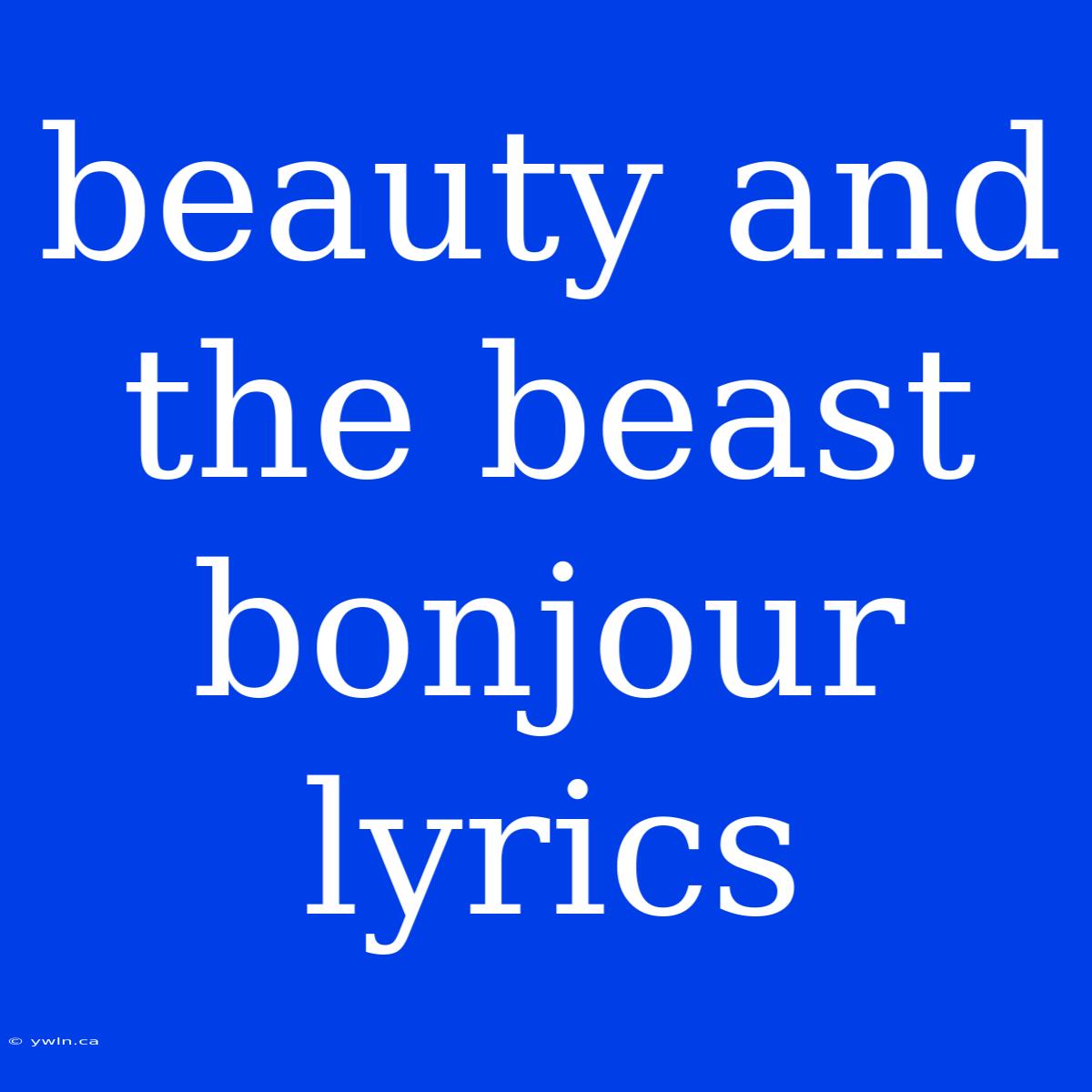 Beauty And The Beast Bonjour Lyrics