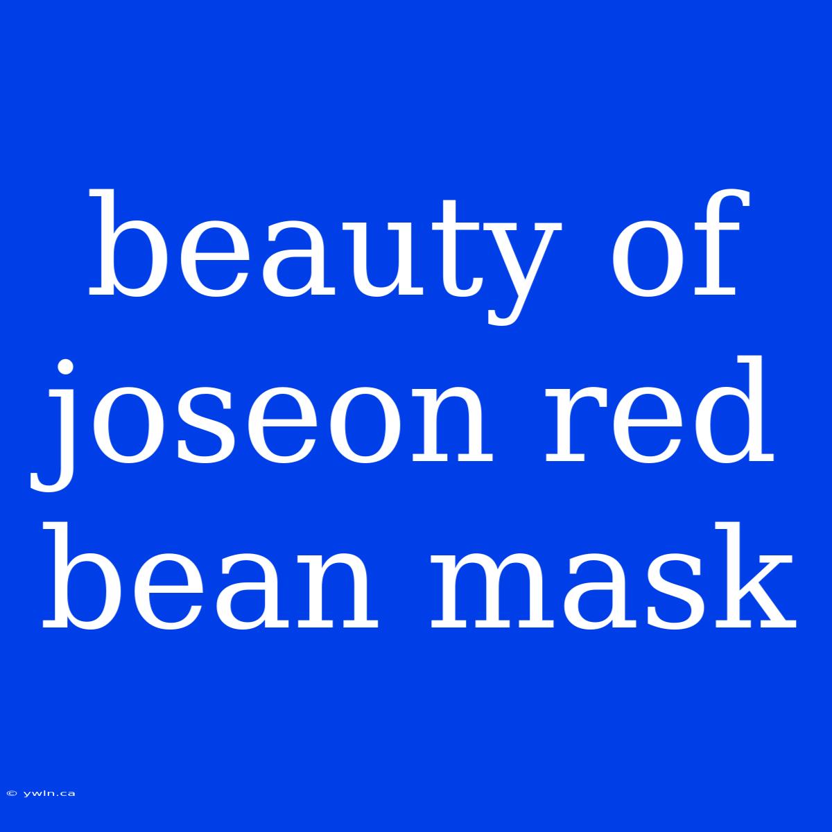 Beauty Of Joseon Red Bean Mask