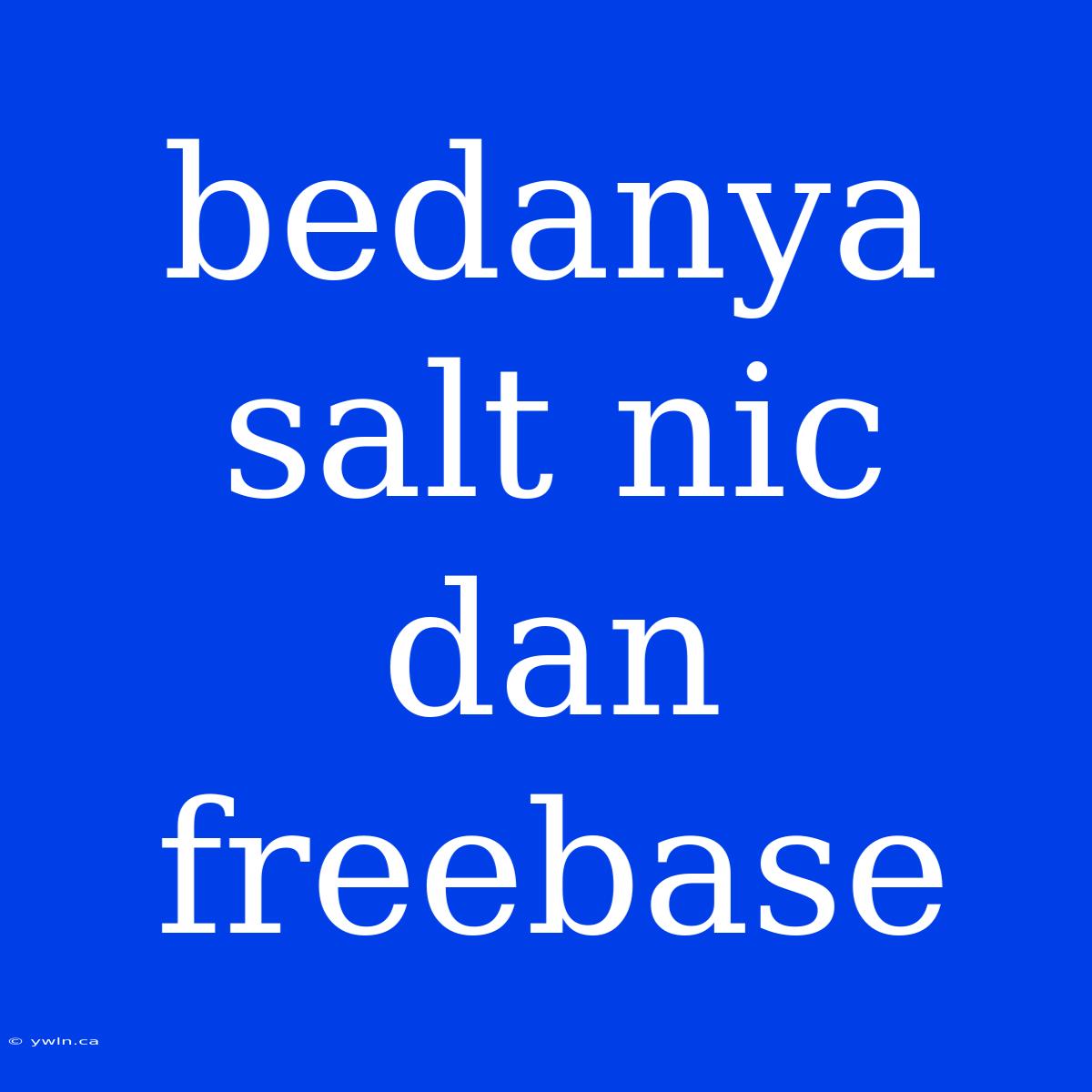 Bedanya Salt Nic Dan Freebase