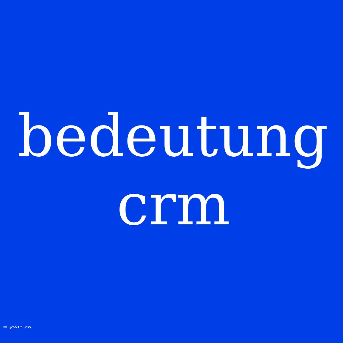 Bedeutung Crm