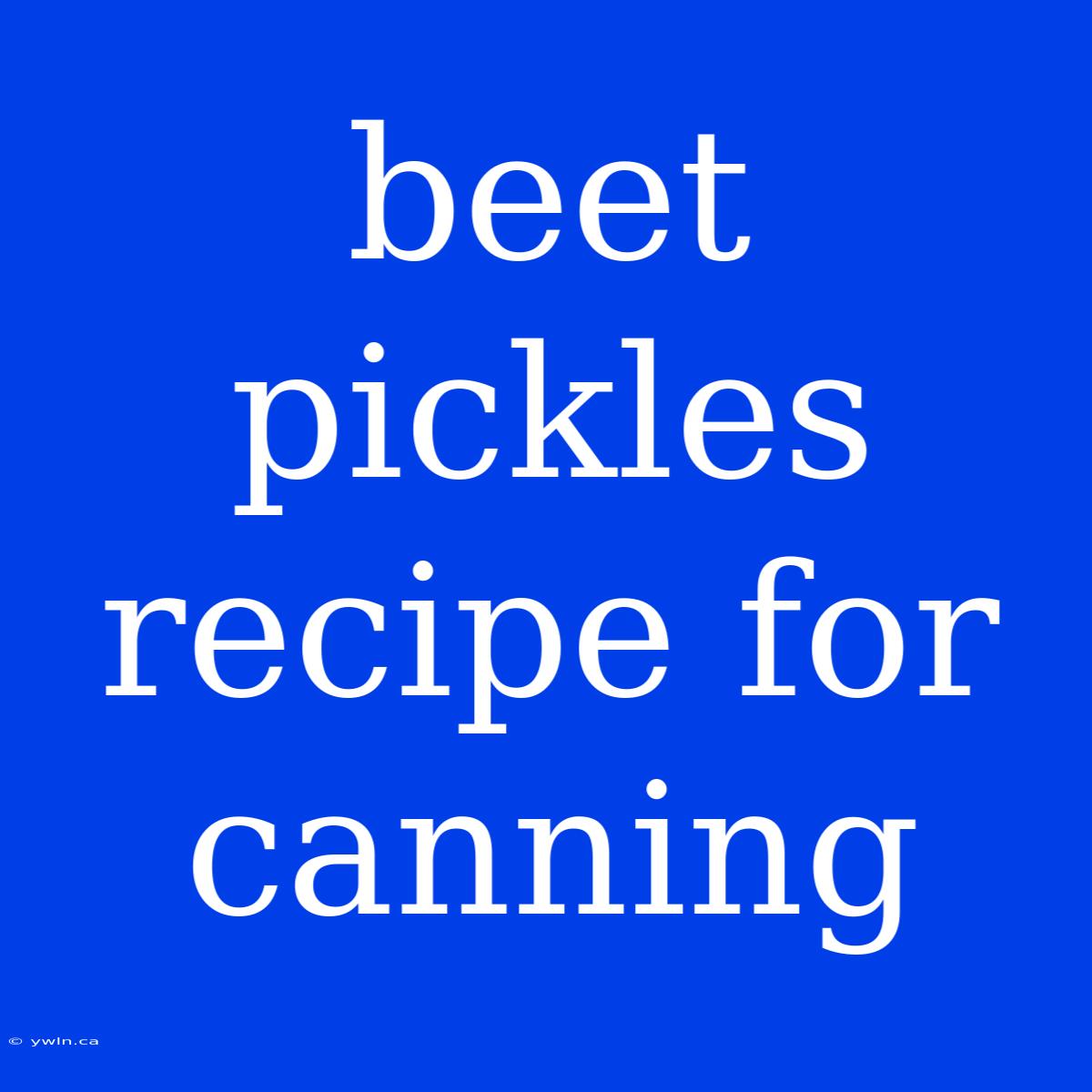 Beet Pickles Recipe For Canning