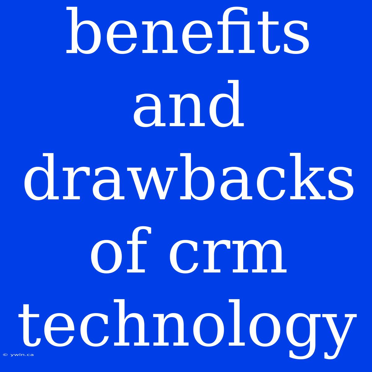 Benefits And Drawbacks Of Crm Technology