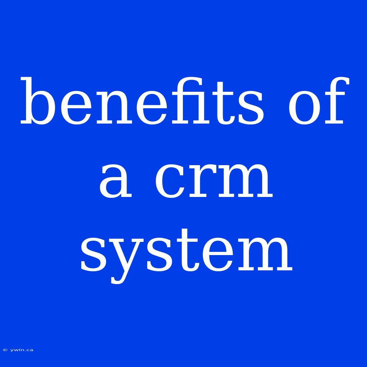 Benefits Of A Crm System