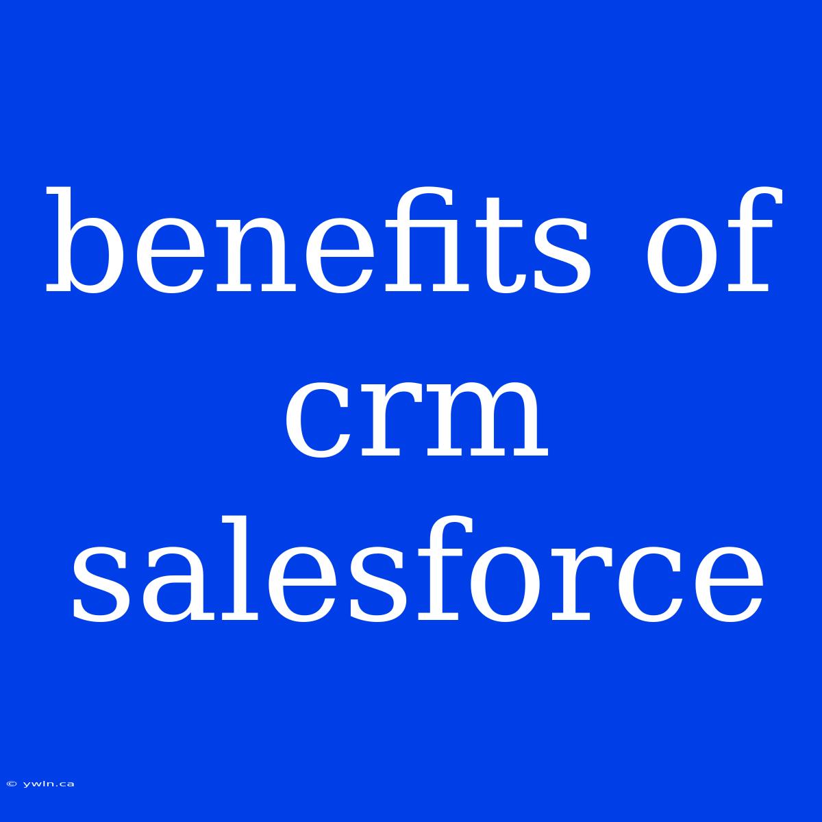 Benefits Of Crm Salesforce