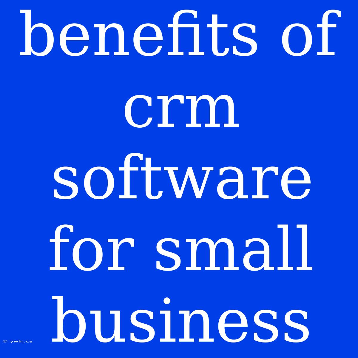 Benefits Of Crm Software For Small Business