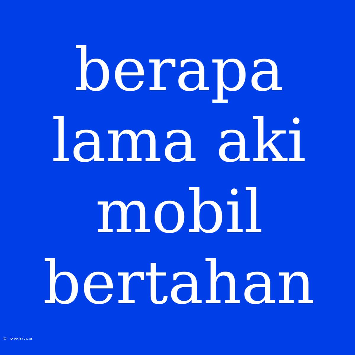 Berapa Lama Aki Mobil Bertahan