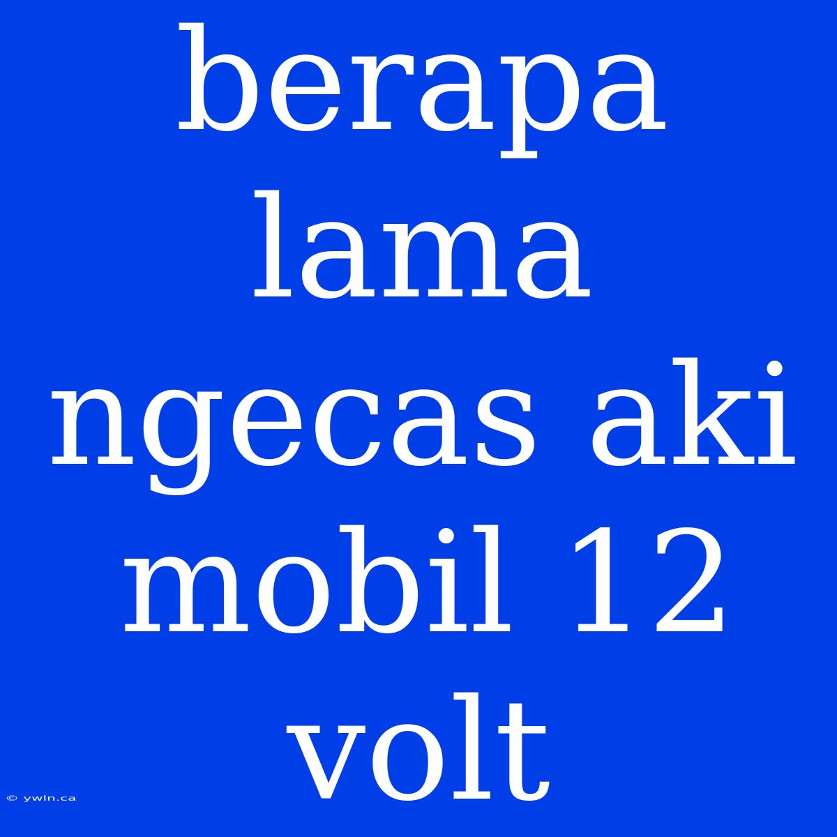 Berapa Lama Ngecas Aki Mobil 12 Volt