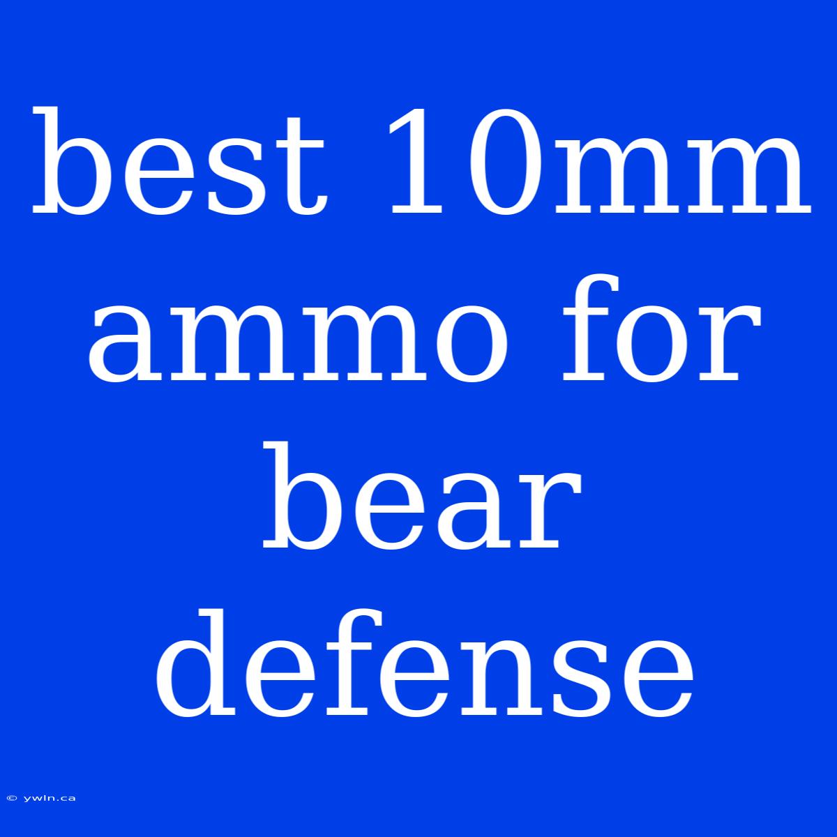 Best 10mm Ammo For Bear Defense