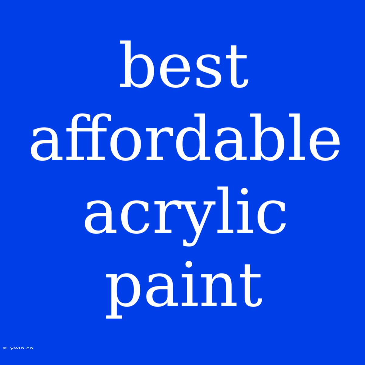 Best Affordable Acrylic Paint