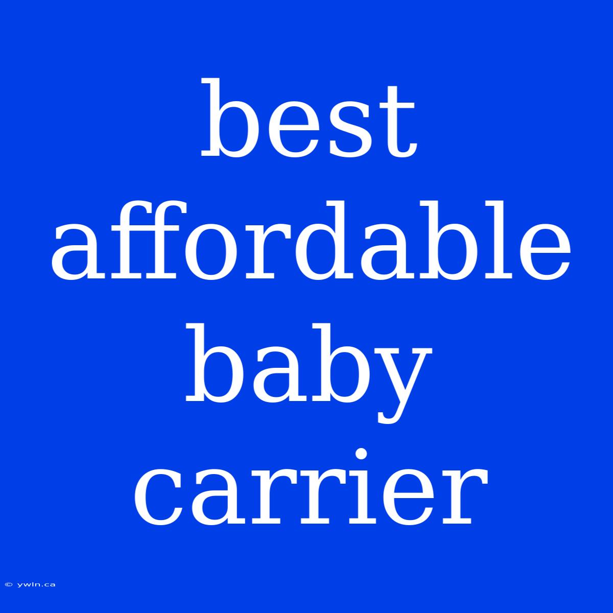 Best Affordable Baby Carrier