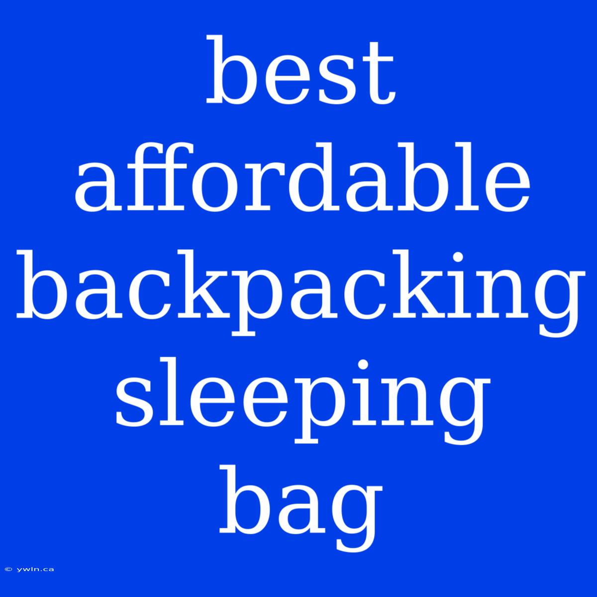 Best Affordable Backpacking Sleeping Bag