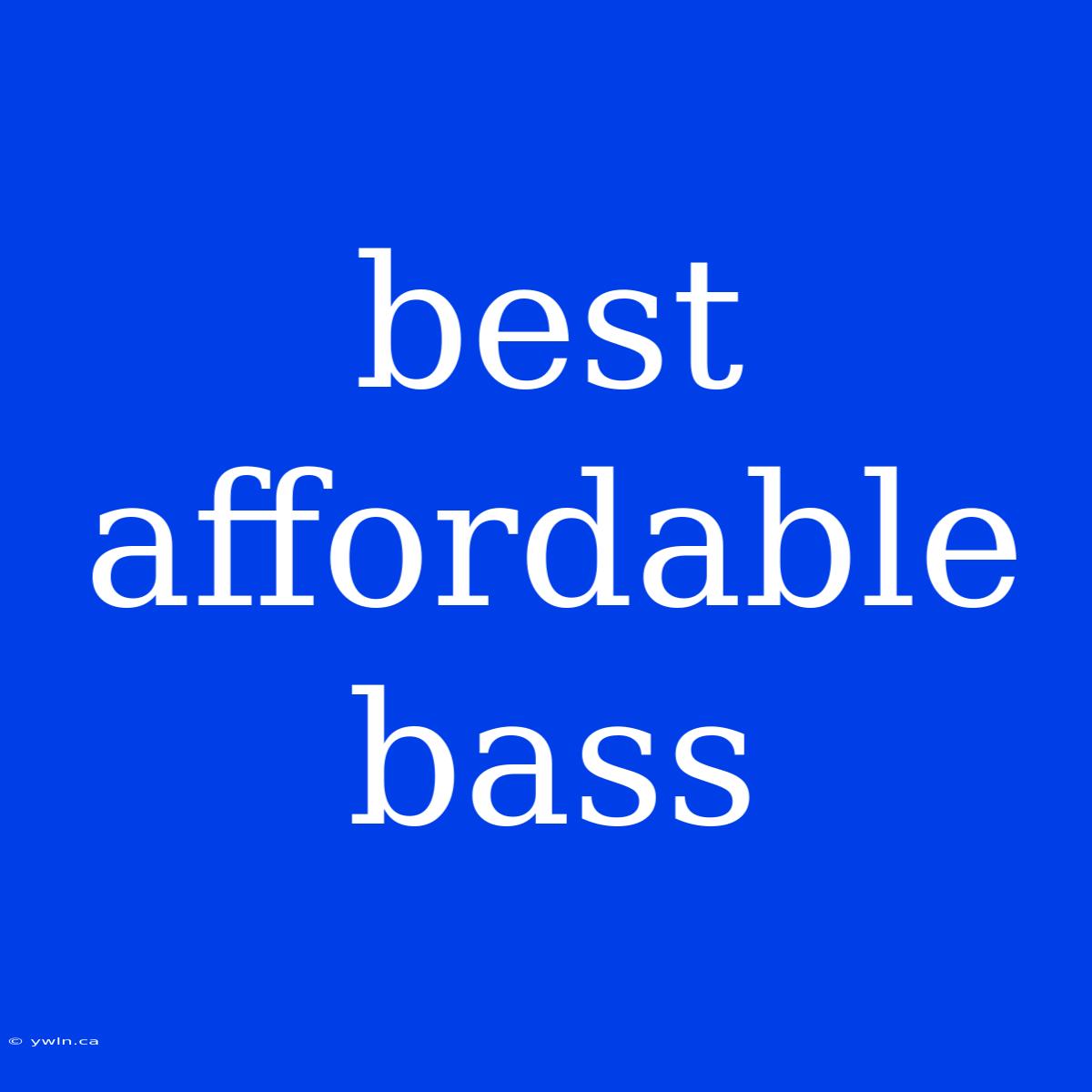 Best Affordable Bass