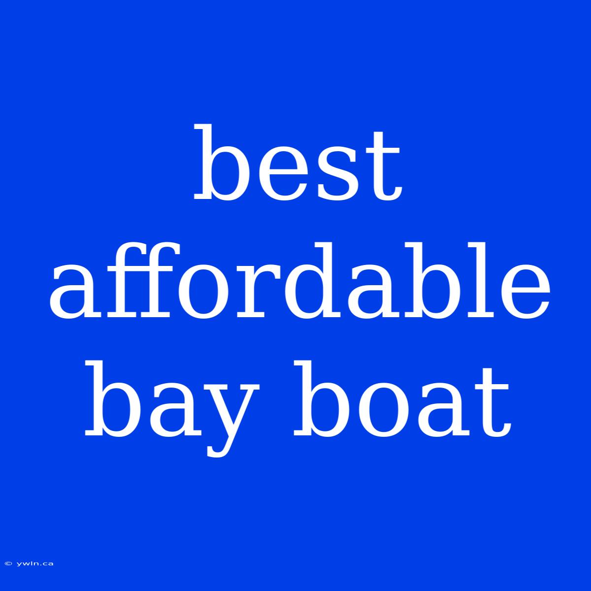 Best Affordable Bay Boat