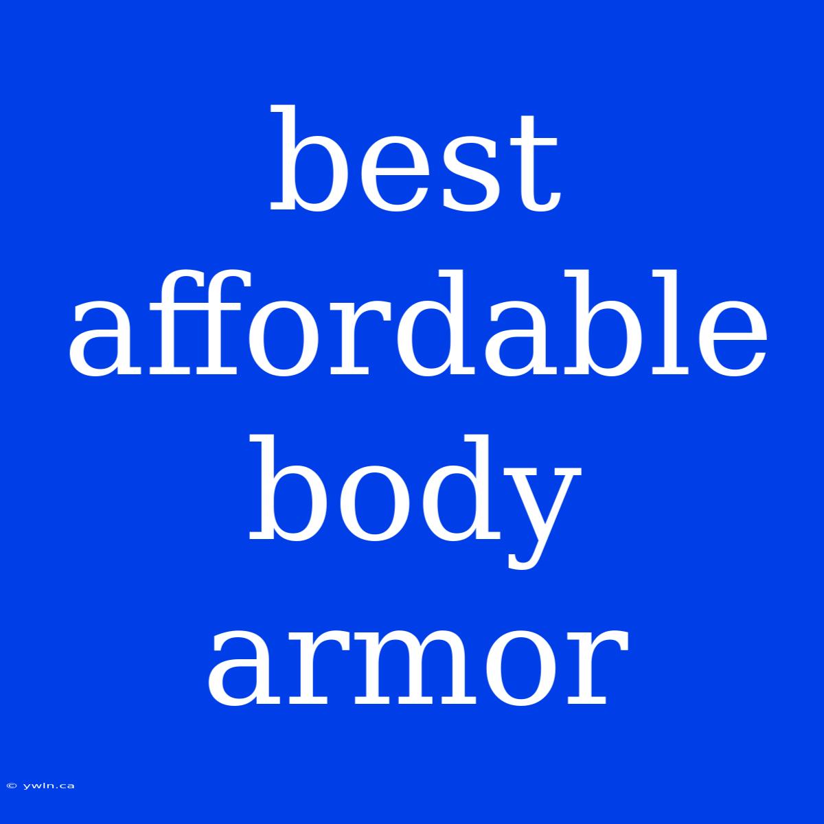 Best Affordable Body Armor