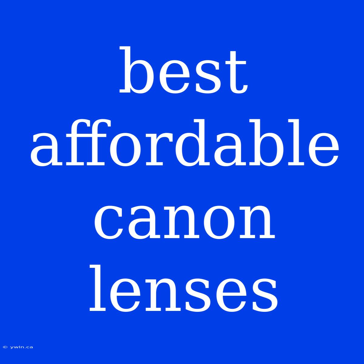 Best Affordable Canon Lenses