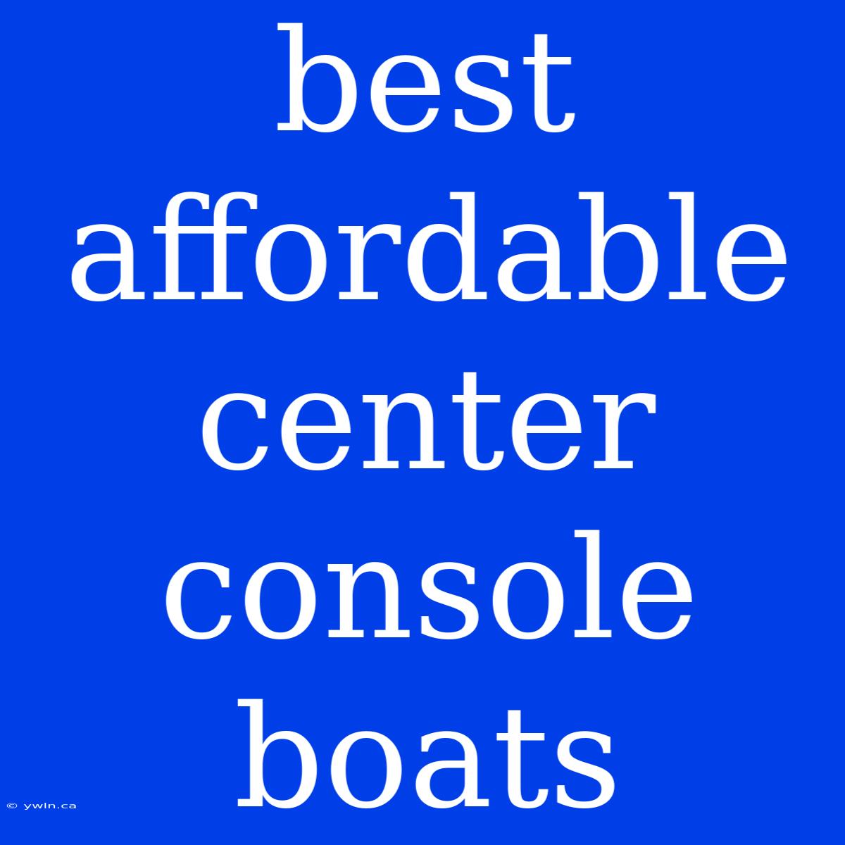 Best Affordable Center Console Boats