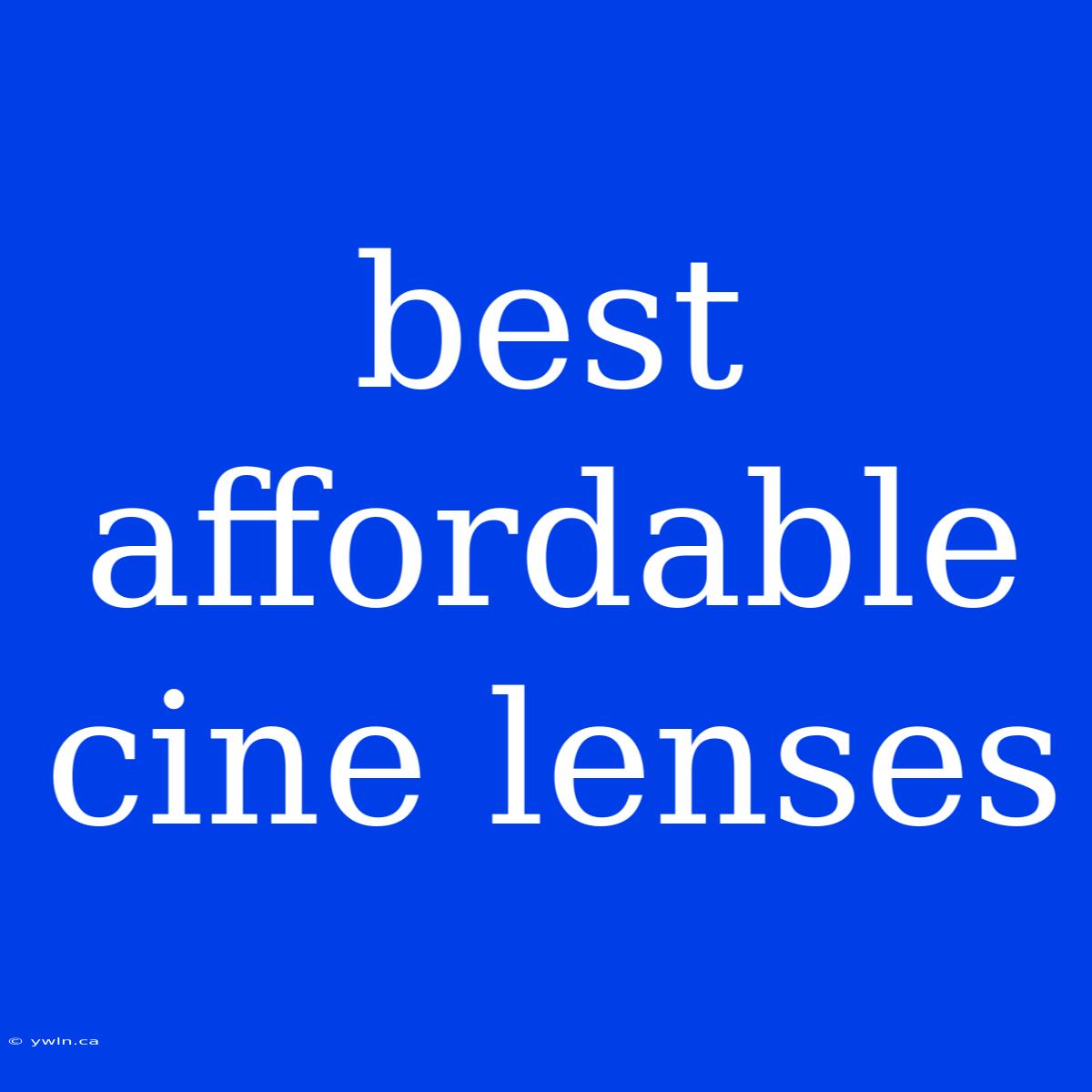 Best Affordable Cine Lenses