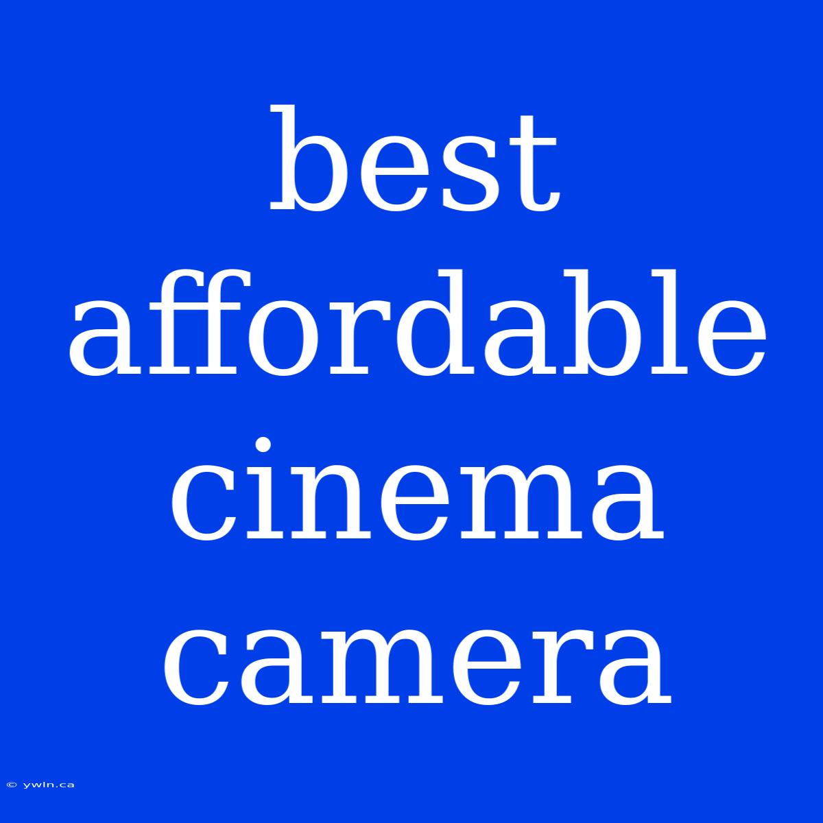 Best Affordable Cinema Camera