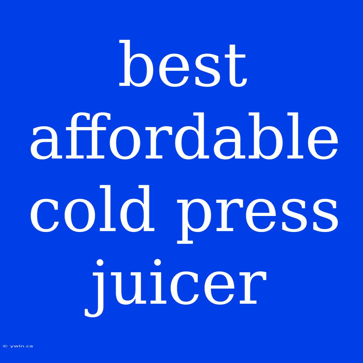 Best Affordable Cold Press Juicer