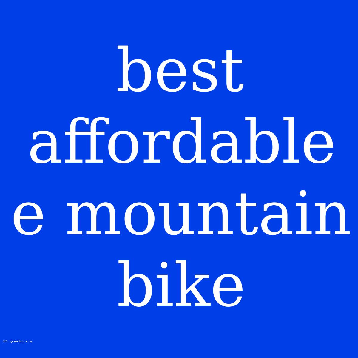 Best Affordable E Mountain Bike