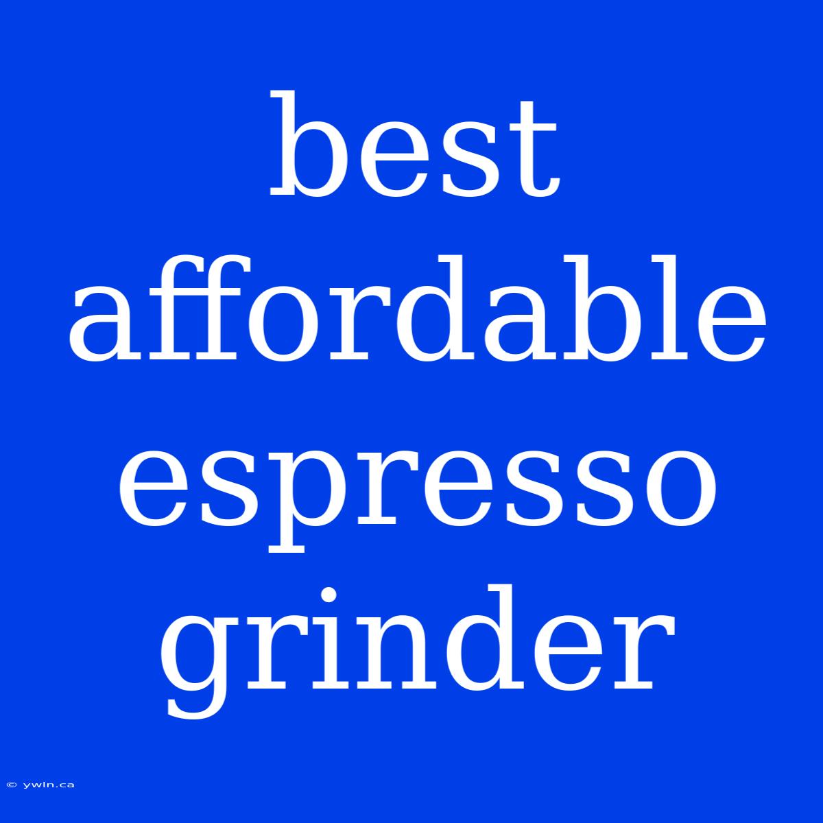 Best Affordable Espresso Grinder