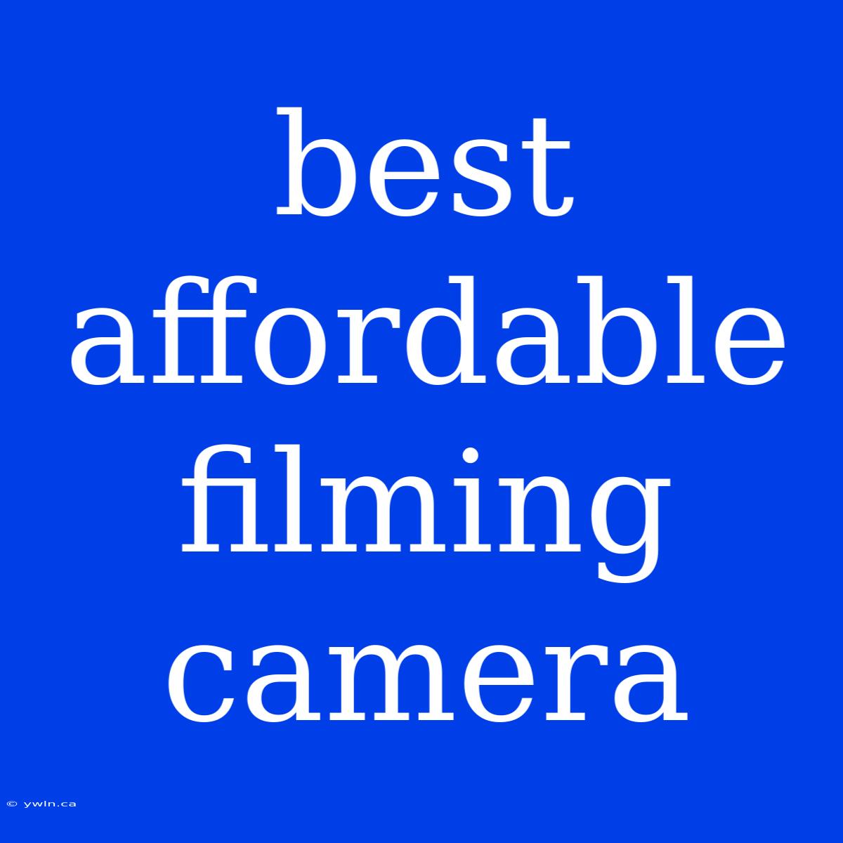 Best Affordable Filming Camera