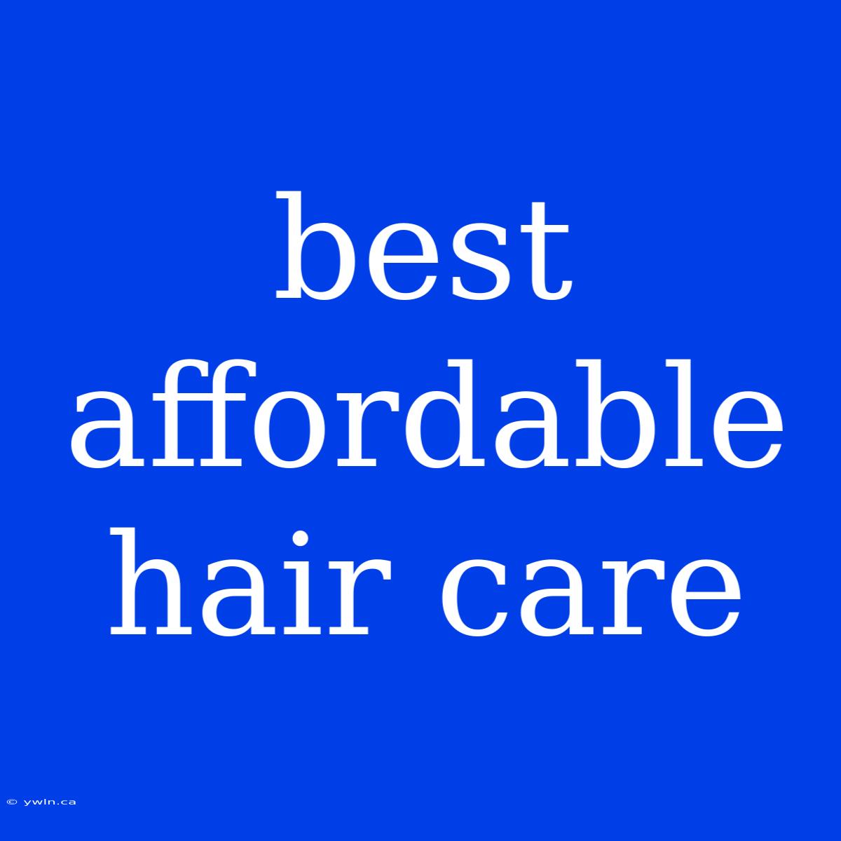 Best Affordable Hair Care