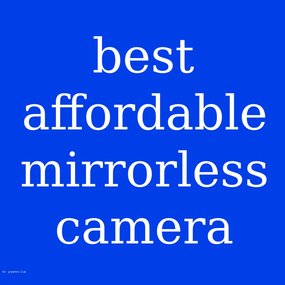 Best Affordable Mirrorless Camera